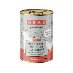 Grau Puppy/Junior Hundefutter - Huhn, Rind & Hirse -Haustierprodukte grau puppyjunior hondenvoer kip rund en gierst blik 202433 0500 none